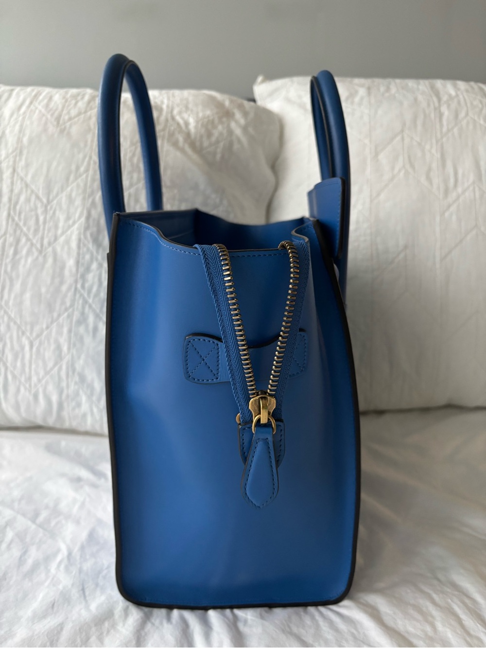 Celine Leather Luggage Mini in Cobalt Blue - Picture 5 of 13